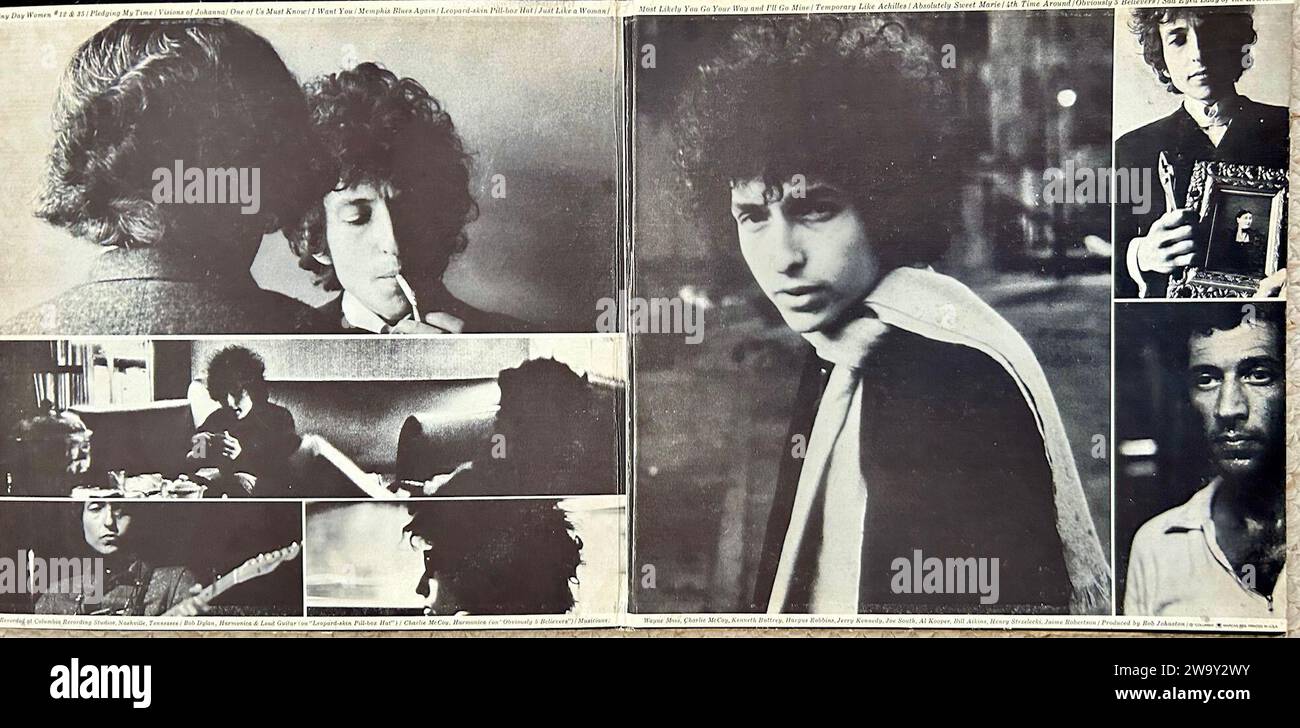 Pochettes d'album Vintage Record, Portrait de Bob Dylan, album 'Blonde on Blonde', 1966 (crédit photographe : Jerry Schatzberg) Banque D'Images