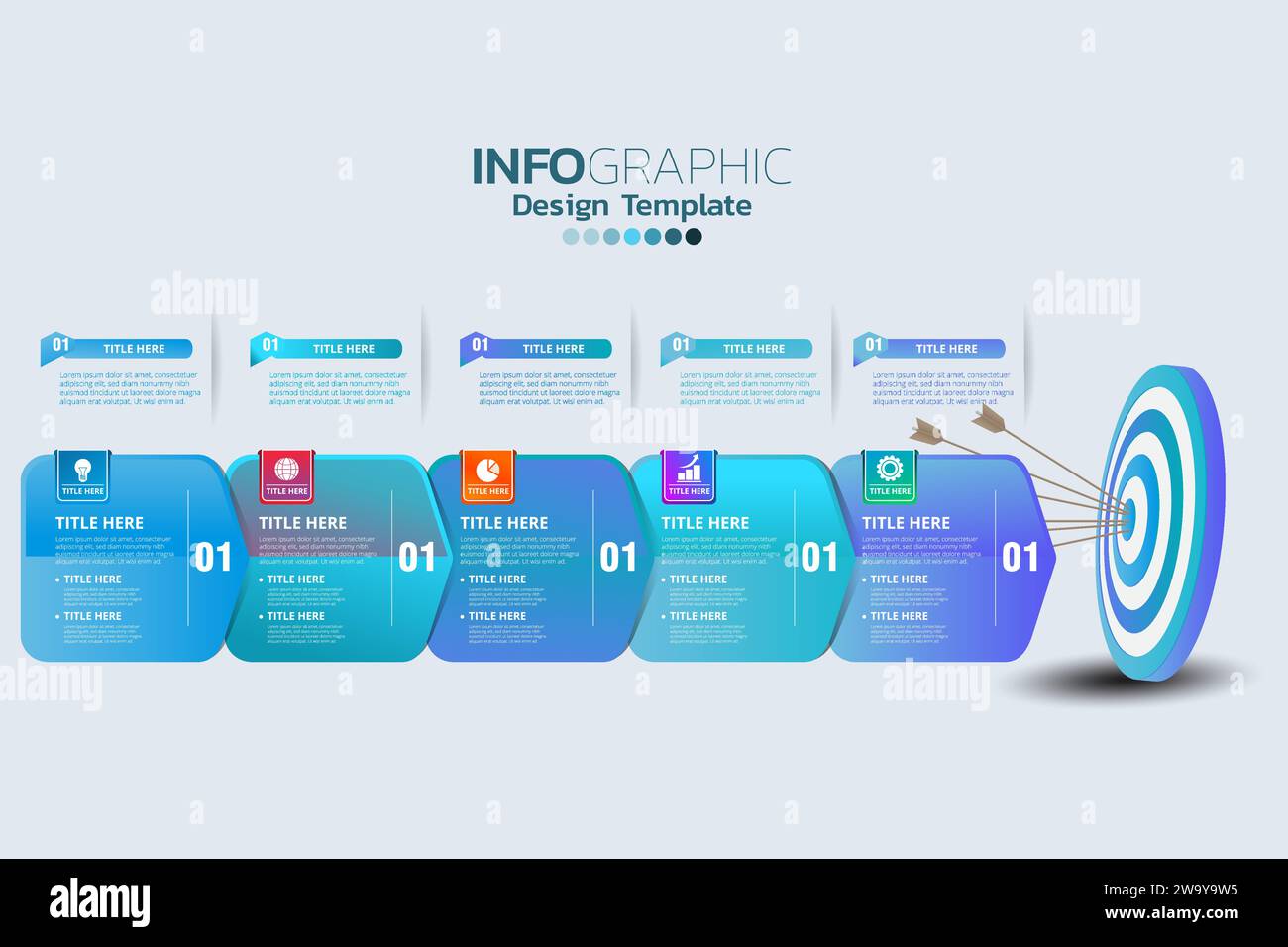 modèle infographique avec six étapes et flèches Illustration de Vecteur
