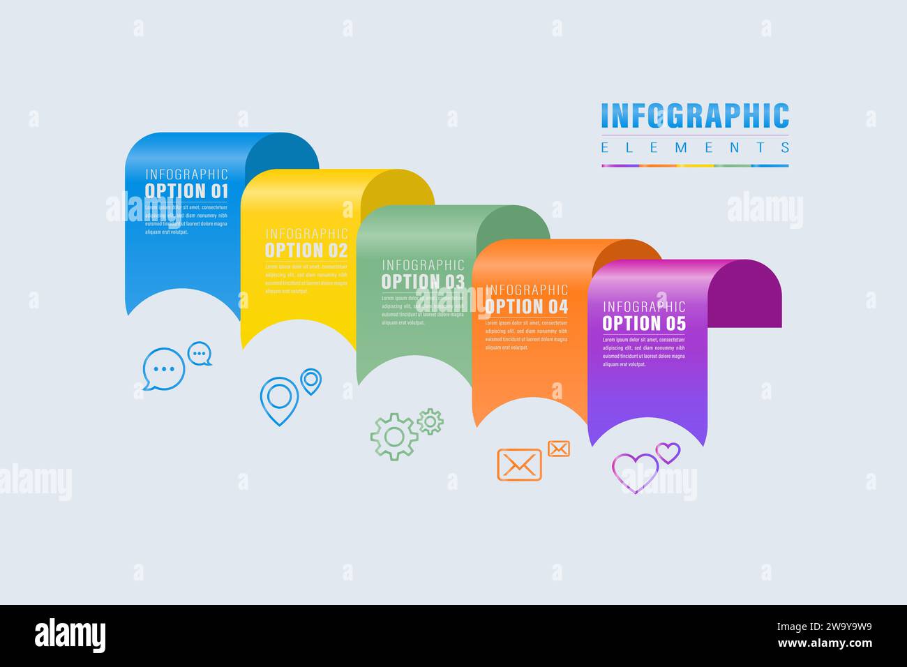 illustration vectorielle conception infographie élément de couleur 5 étapes Illustration de Vecteur