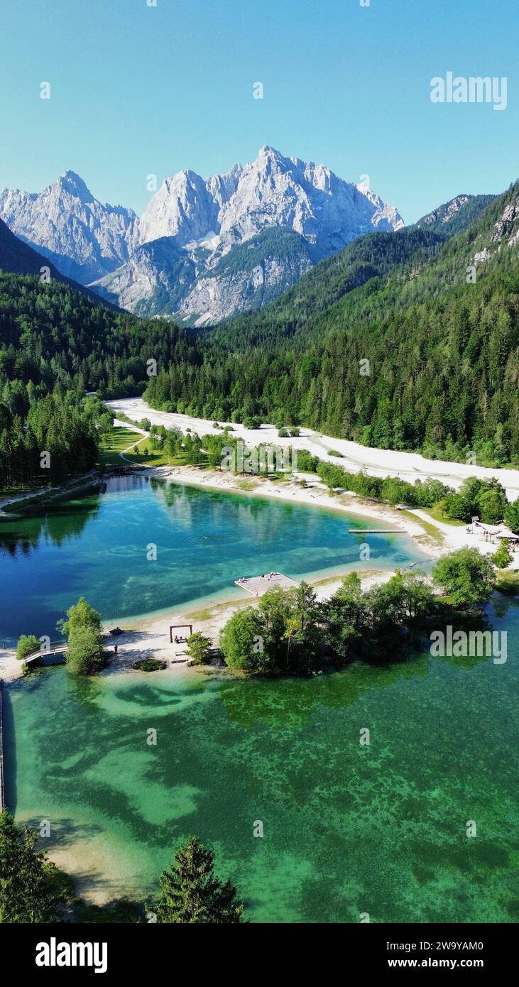 Drone photo Jasna lac, Jezero Jasna Slovénie Europe Banque D'Images