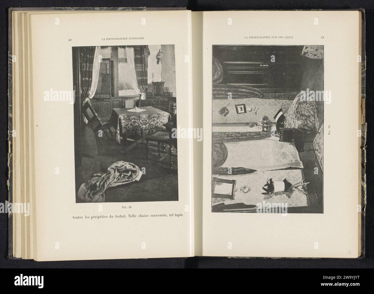 Lieu infraction avec une chaise tombée, anonyme, c. 1893 - dans ou avant 1903 papier d'impression photomécanique visitant la scène du crime. tableau Banque D'Images