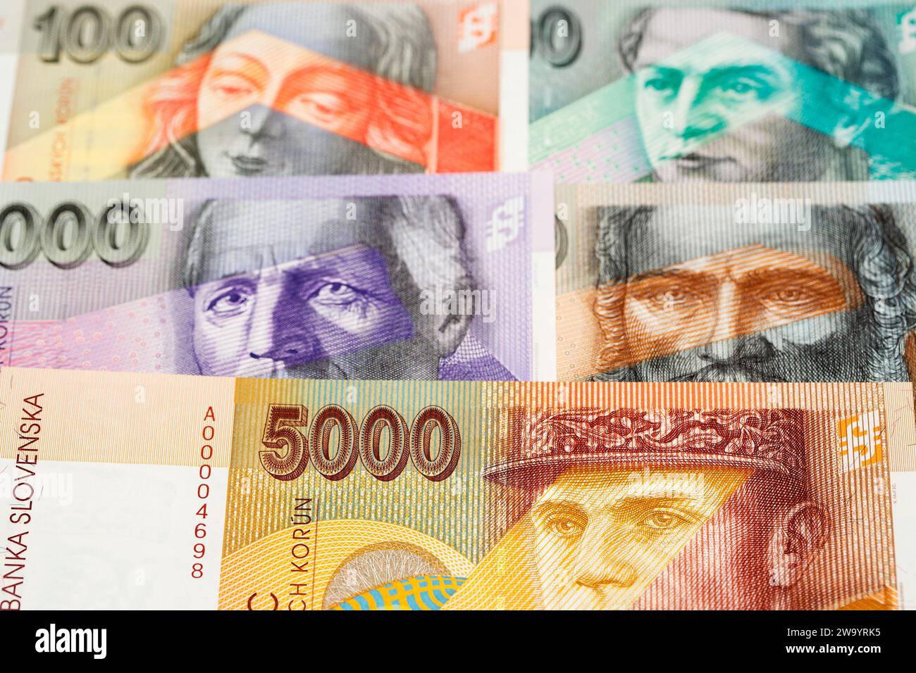 L'argent slovaque - koruna un contexte d'affaires Banque D'Images