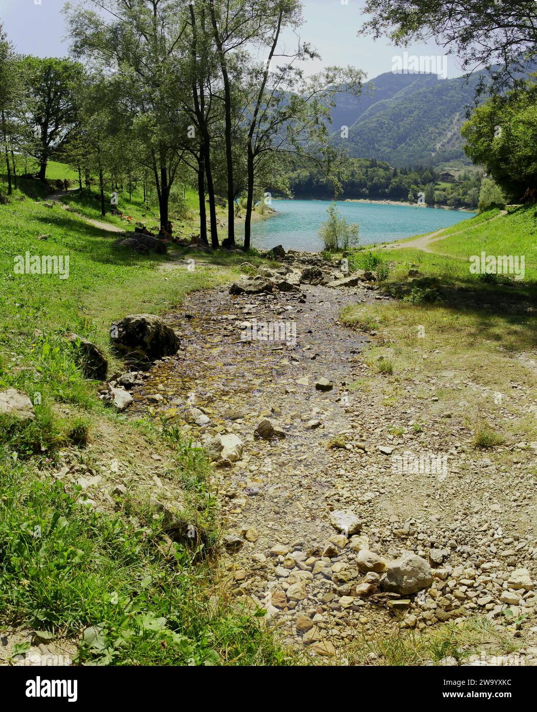 Vue d'ensemble du lac Tenno, Trentin-Haut-Adige, Italie Banque D'Images