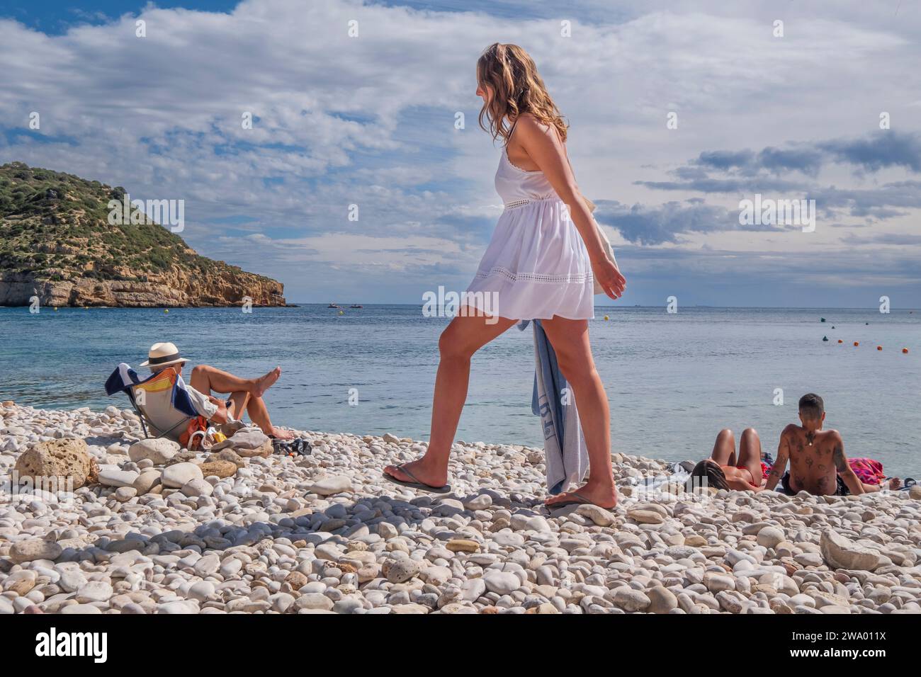 La Cala Portitxol (Portichol) ou Portitxol plage ou aussi connu comme Cala de la Barraca de Javea est situé entre Cap Prim et le Cap Negre. Banque D'Images