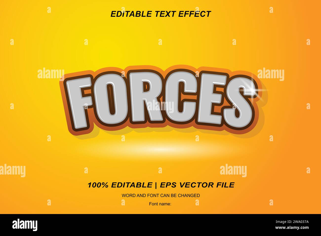 Force la conception vectorielle modifiable 3D de l'effet de style de texte Illustration de Vecteur