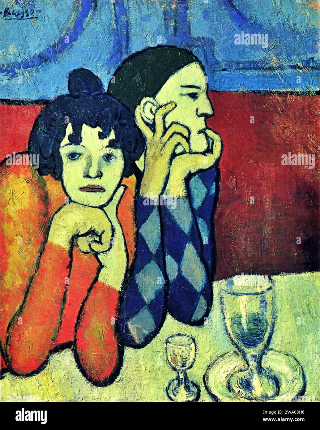 Arlequin et son compagnon (acrobates), 1901 Picasso, Pablo Illustration de Vecteur