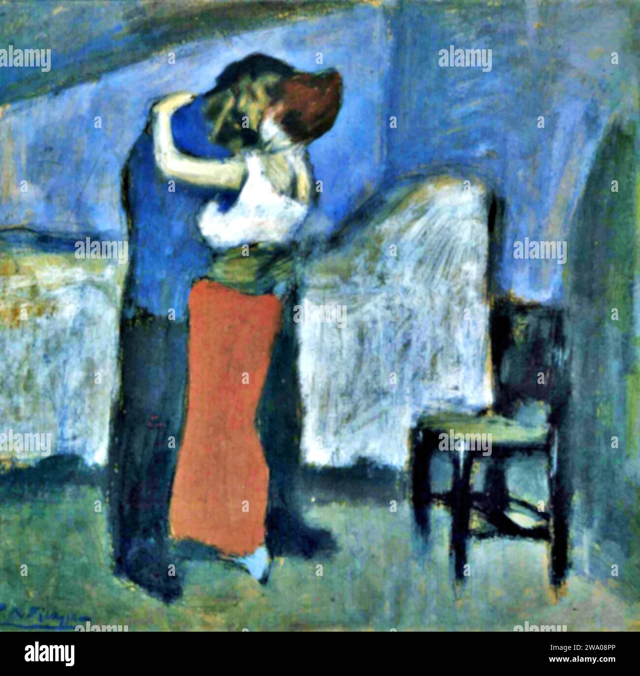 Embrace, 1900 (peinture) de l'artiste Picasso, Pablo (1881-1973) Espagnol. Illustration de Vecteur