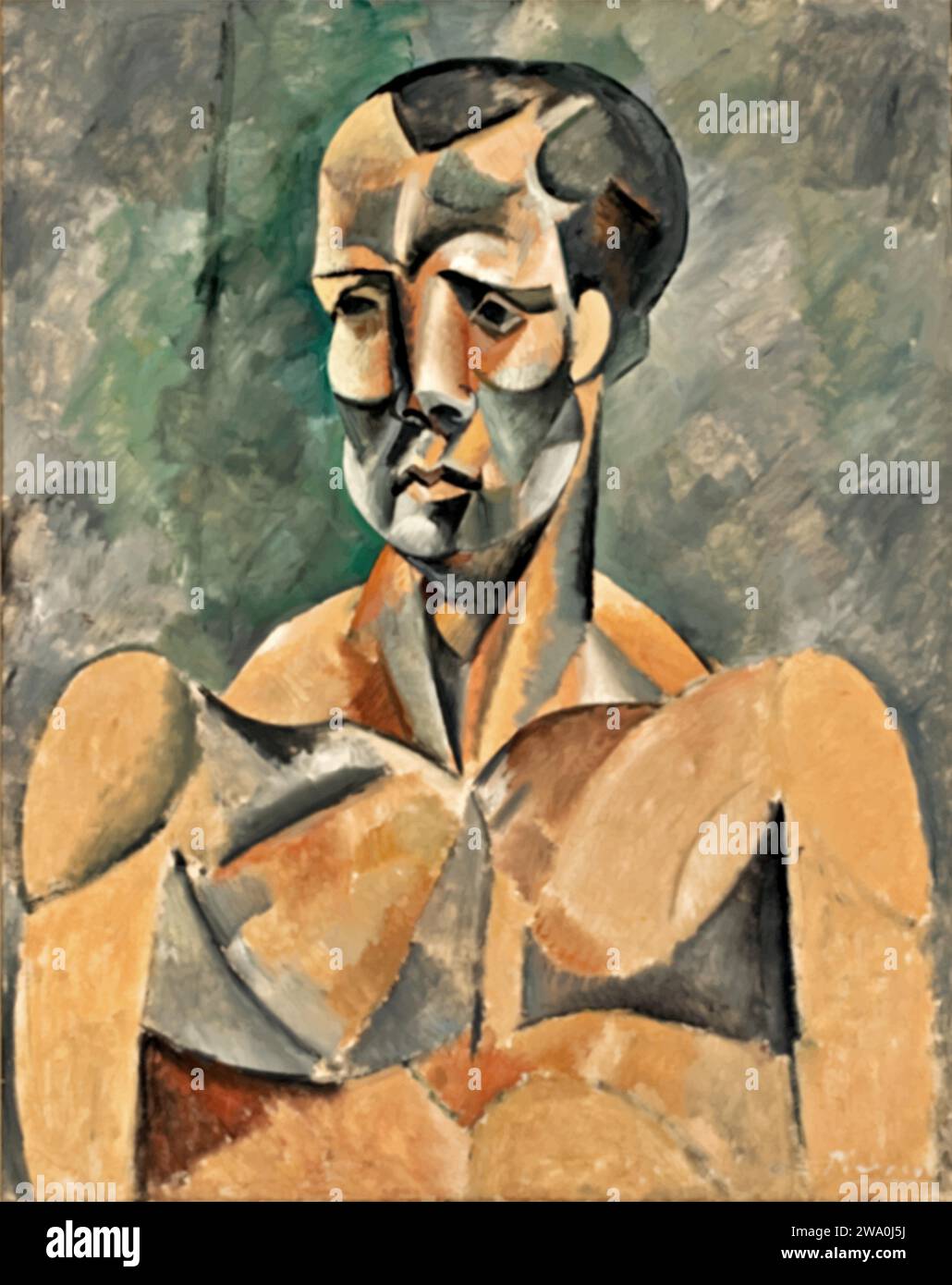 Buste d'un homme (l'athlète) 1909 (peinture) de l'artiste Picasso, Pablo (1881-1973) Espagnol. Illustration de Vecteur