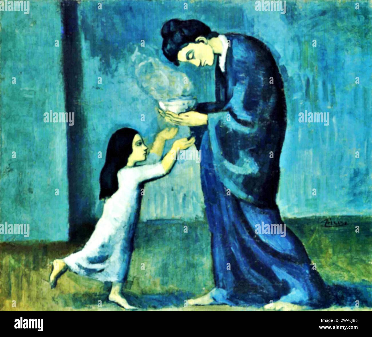 Soupe, 1902 (peinture) de l'artiste Picasso, Pablo (1881-1973) Espagnol. Illustration de Vecteur