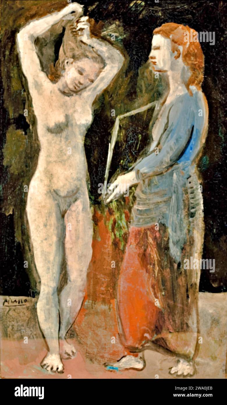 La toilette (Fernande), 1906 (peinture) de l'artiste Picasso, Pablo (1881-1973) Espagnol. Illustration de Vecteur