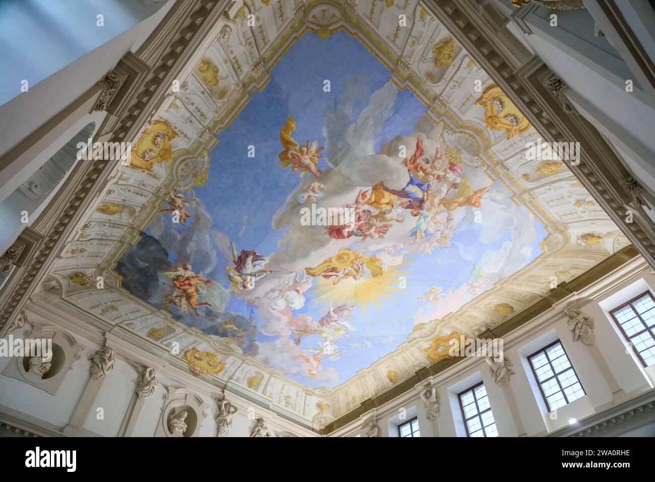 Kaiserstiège, le plus grand escalier baroque d'Autriche, apothéose de l'empereur Charles VI par Paul Troger, Abbaye de Göttweig bénédictine mon Banque D'Images