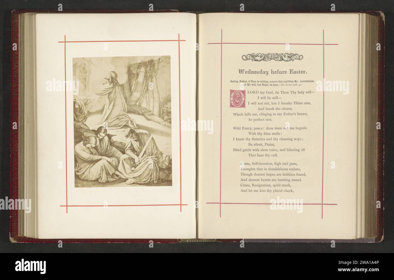 Production photographique d'un tirage représentant la prière du Christ dans le jardin de Gethsémani, Anonyme, c. 1868 - en ou avant 1873 photographie support photographique tirage albumen la prière du Christ dans le jardin de Gethsémani pendant la nuit Banque D'Images