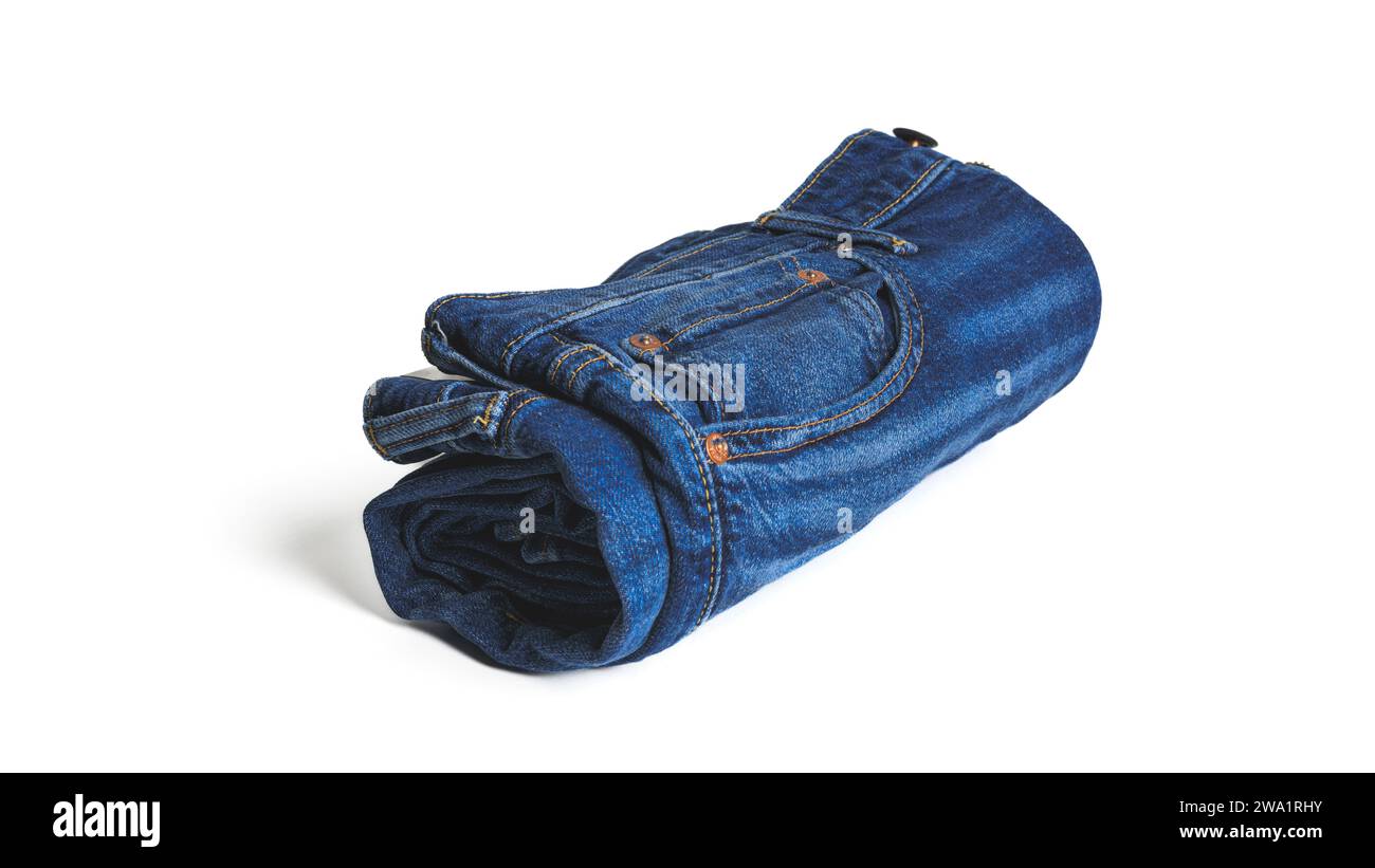 Jeans isolés sur fond blanc. Banque D'Images