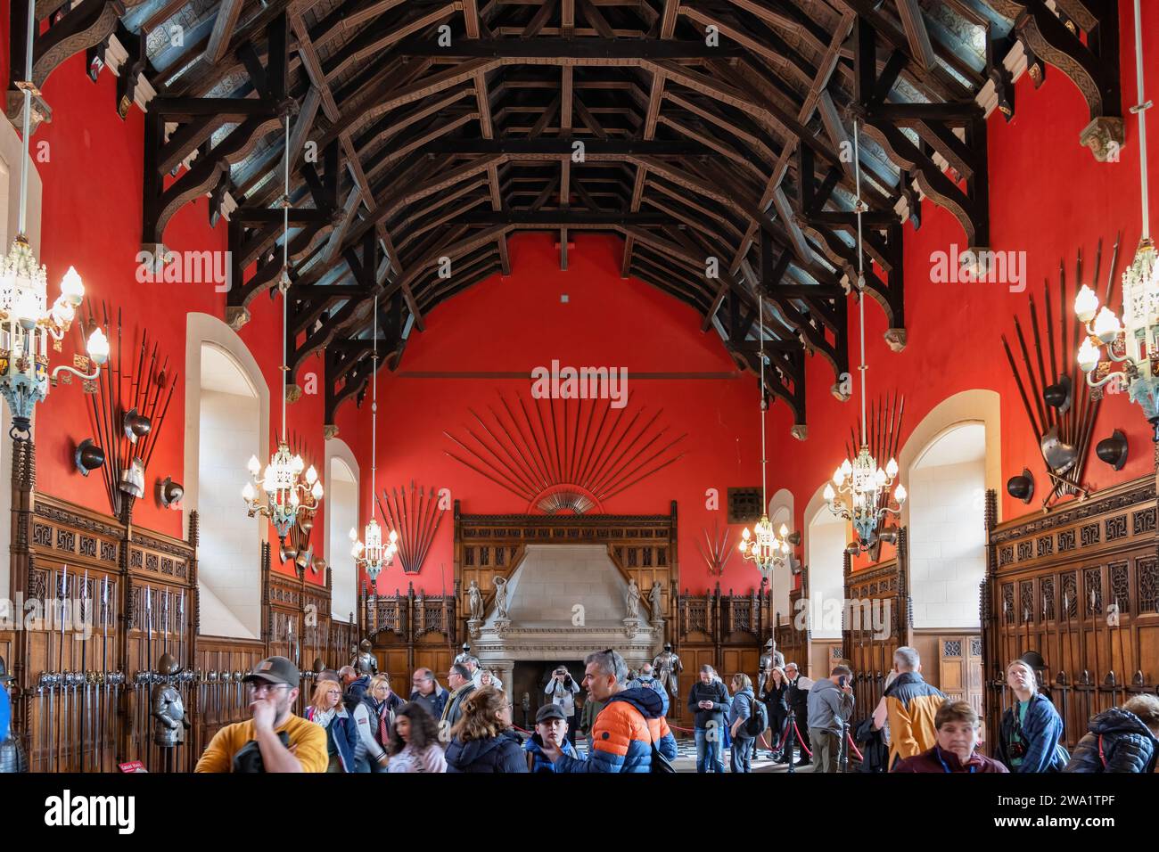 L'intérieur de la Grande salle dans le château d'Édimbourg, ville d'Édimbourg, Écosse, Royaume-Uni. Banque D'Images
