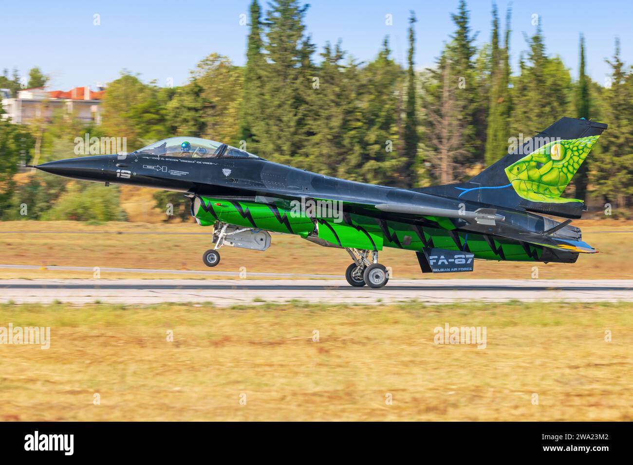 General Dynamics F-16 Fighting Falcon de la composante aérienne belge à Tanagra Banque D'Images