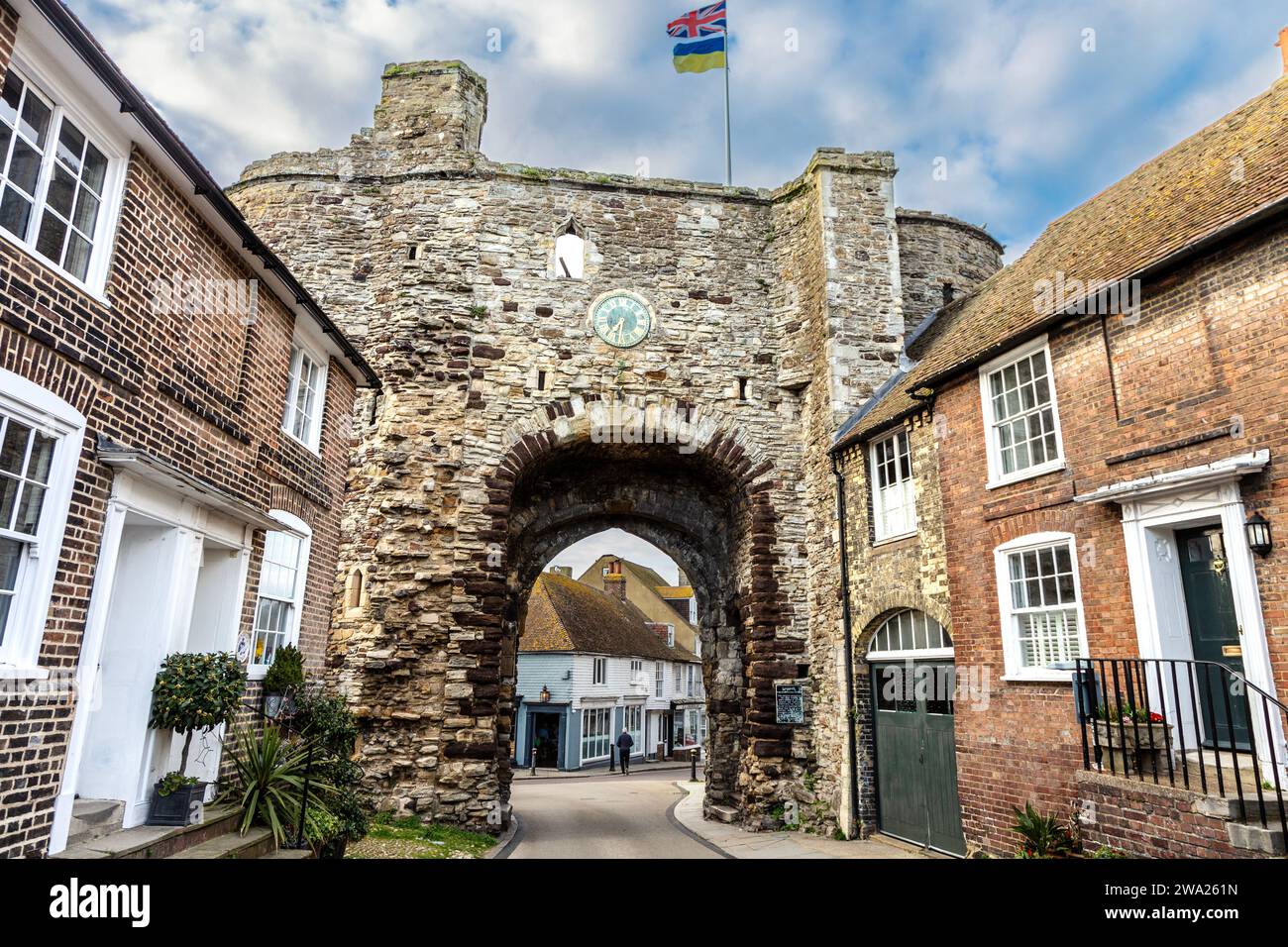 Gravats de pierre du 14e siècle Landgate à Rye, East Sussex, Angleterre Banque D'Images