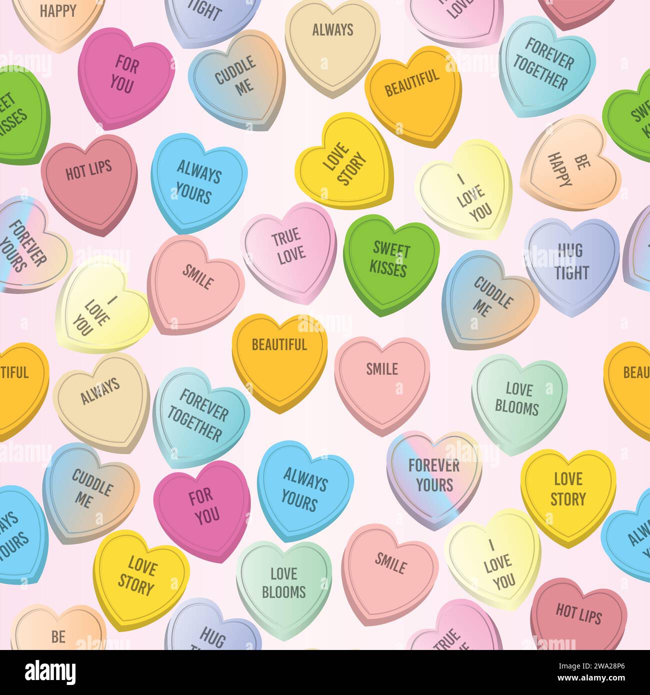 Love Heart Sweets Seam Pattern, Valentines Pattern pour cartes, affiches ou arrière-plans Illustration de Vecteur