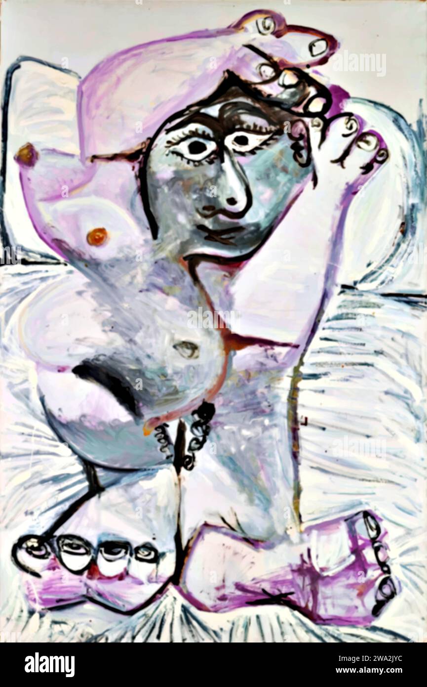 Nu couche, 1967 (peinture) de l'artiste Picasso, Pablo (1881-1973) Espagnol. Illustration de Vecteur