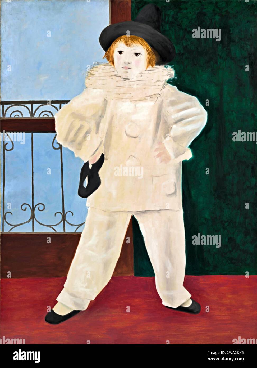 Paul en Pierrot, 1925 (peinture) de l'artiste Picasso, Pablo (1881-1973) Espagnol. Illustration de Vecteur