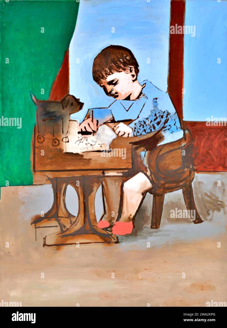 Paul dessinant, 1923 (peinture) de l'artiste Picasso, Pablo (1881-1973) Espagnol. Illustration de Vecteur