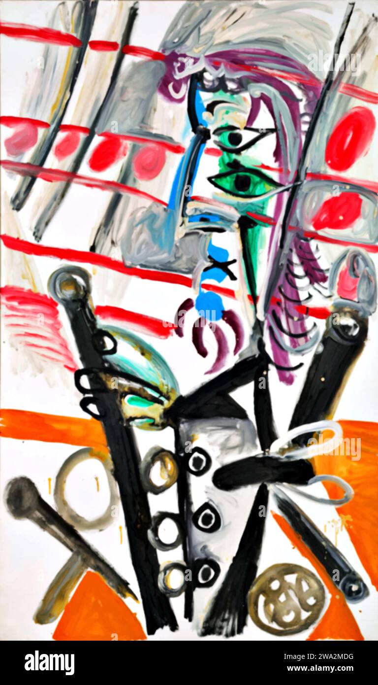 Piero à la presse Piero a la presse 1969 (peinture) de l'artiste Picasso, Pablo (1881-1973) Espagnol. Illustration de Vecteur