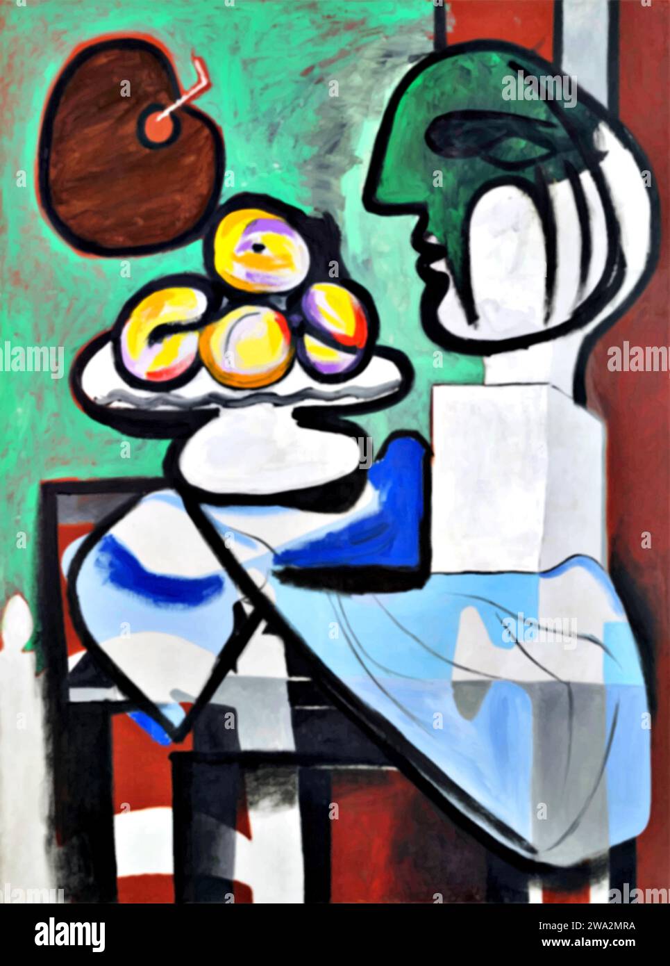 Nature morte ; buste, tasse et palette, 1932 (peinture) de l'artiste Picasso, Pablo (1881-1973) Espagnol. Illustration de Vecteur