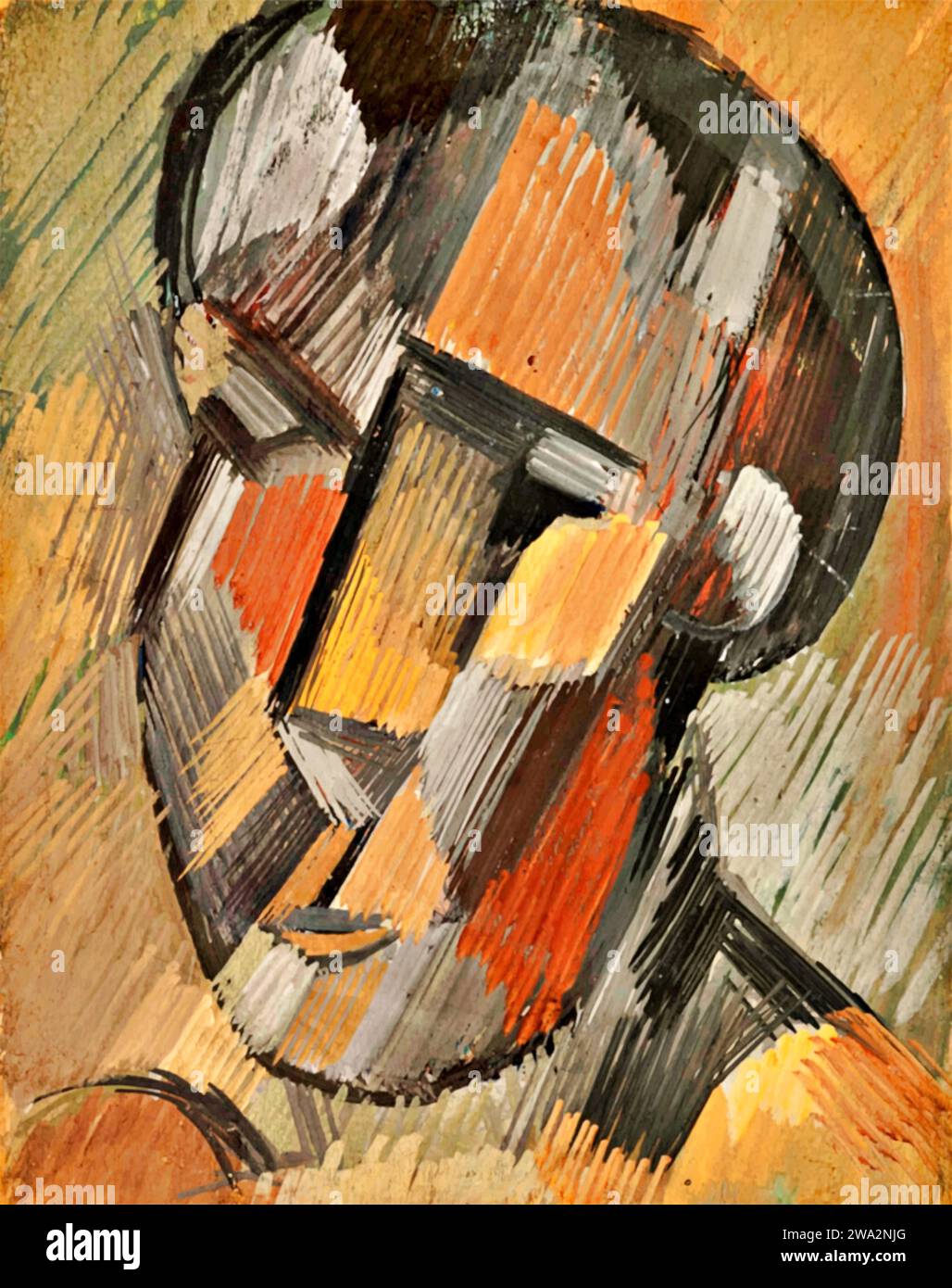 Tête d'homme, 1909 (peinture) de l'artiste Picasso, Pablo (1881-1973) Espagnol. Illustration de Vecteur