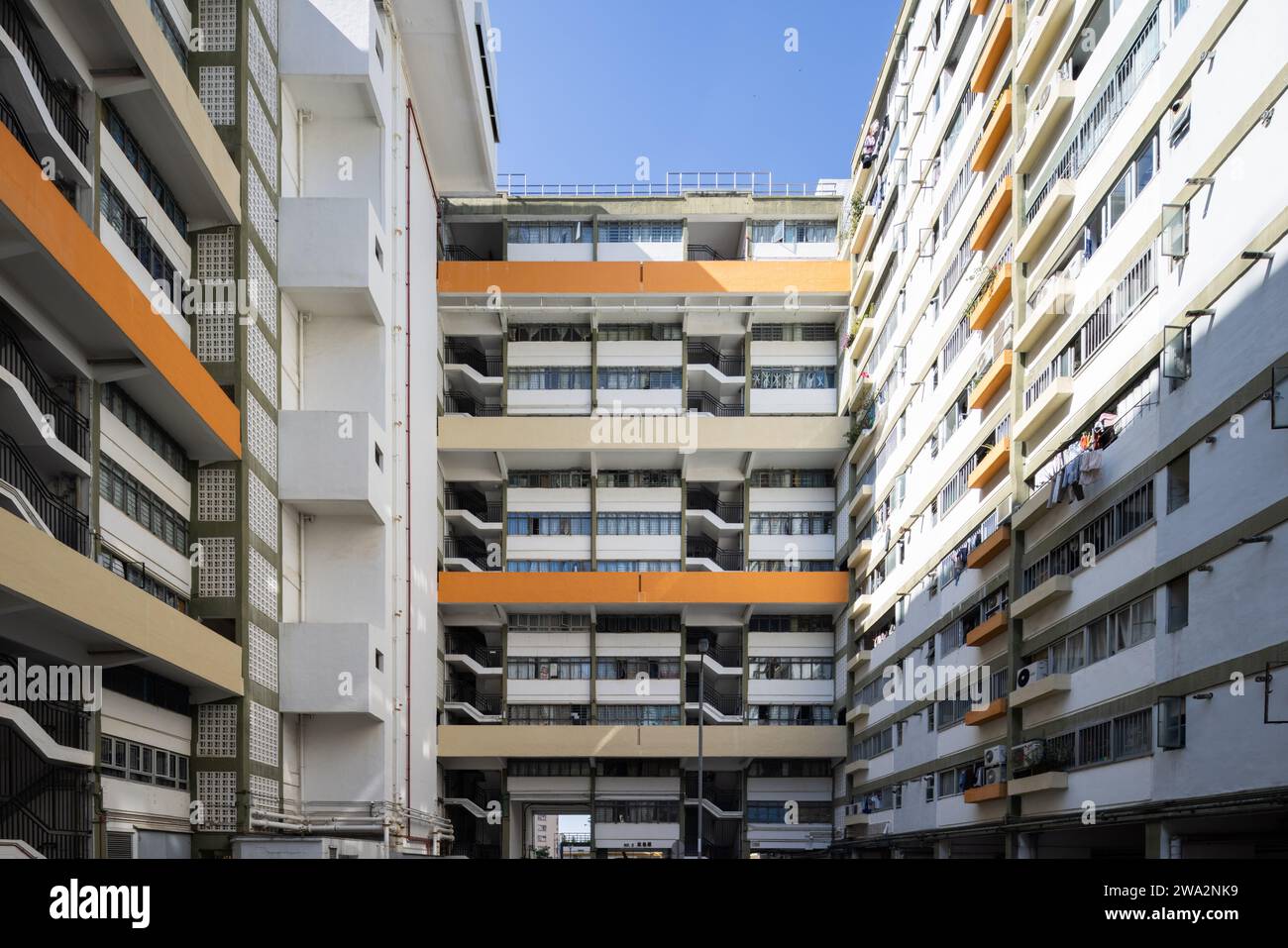 Cho Yiu Chuen public Housing Estate Hong Kong Tower Apartments Concrete Hillside Living Cliff Brutalism Modernisme moderniste Banque D'Images