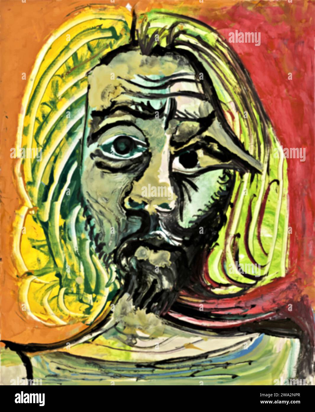 Tête d'homme, 1971 (peinture) de l'artiste Picasso, Pablo (1881-1973) Espagnol. Illustration de Vecteur