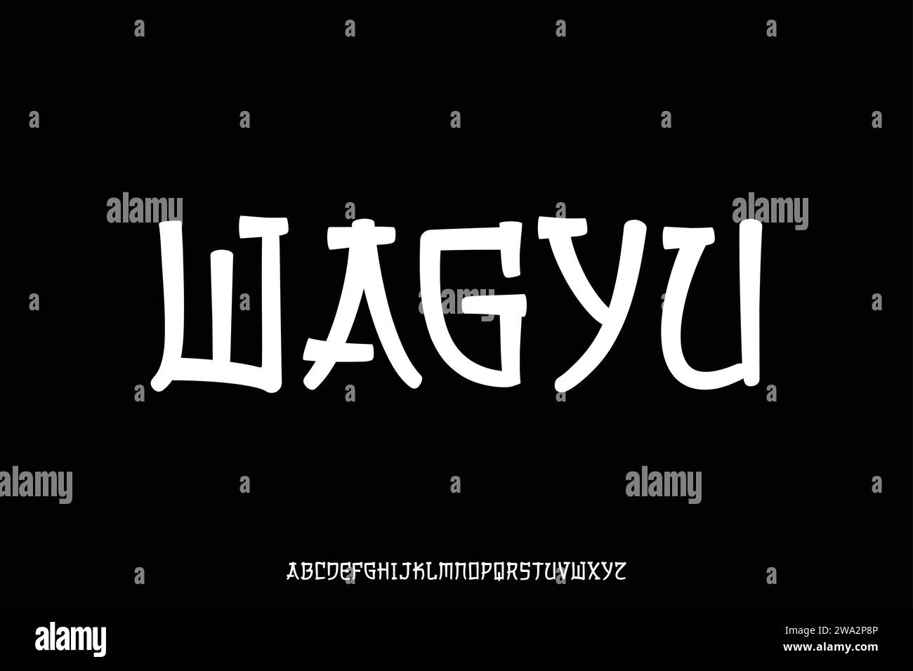 Illustration vectorielle de police d'affichage de l'alphabet de style japonais créatif Illustration de Vecteur
