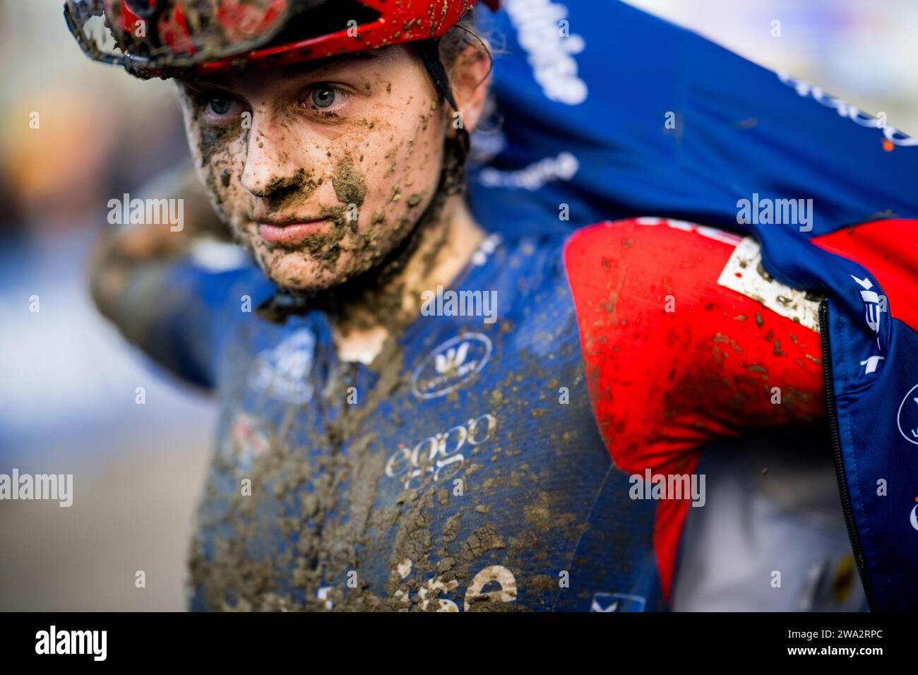 Baal, Belgique. 01 janvier 2024. Belgian Fleur Moors photographié après la course élite féminine de l'épreuve cycliste de cyclocross GP Sven Nys, lundi 01 janvier 2024 à Baal, étape 4/8 de la compétition X2O Badkamers Trofee Veldrijden'. BELGA PHOTO JASPER JACOBS crédit : Belga News Agency/Alamy Live News Banque D'Images