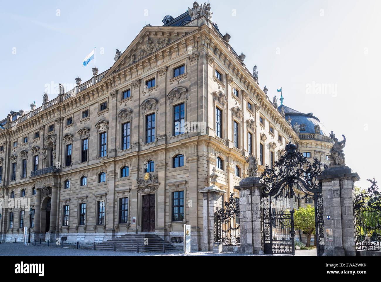 Façade et clôture de la résidence Wurzburg en Bavière. Banque D'Images