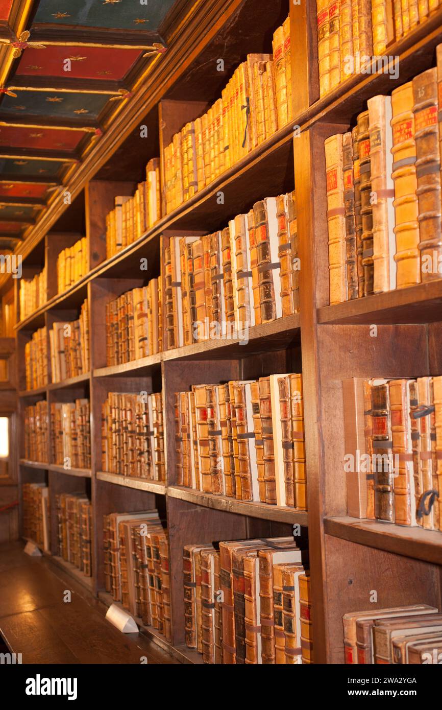 Livres historiques à la Bodleian Library dans l'Oxfordshire au Royaume-Uni Banque D'Images