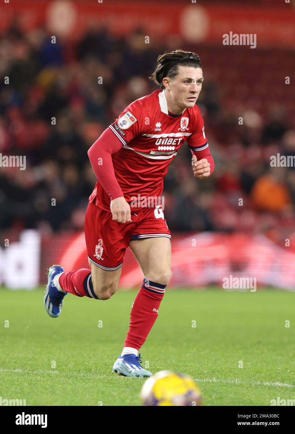 Middlesbrough, Royaume-Uni. 01 janvier 2024. Callum Kavanagh de Middlesbrough lors du Sky Bet Championship Match Middlesbrough vs Coventry City au Riverside Stadium, Middlesbrough, Royaume-Uni, le 1 janvier 2024 (photo de Nigel Roddis/News Images) à Middlesbrough, Royaume-Uni le 1/1/2024. (Photo Nigel Roddis/News Images/Sipa USA) crédit : SIPA USA/Alamy Live News Banque D'Images