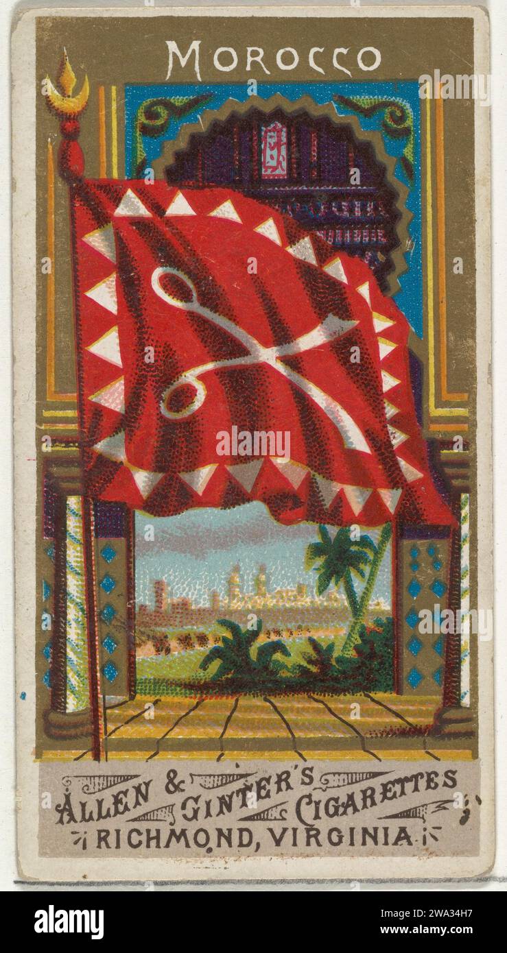 Maroc, de Flags of All Nations, série 1 (N9) pour Allen & Ginter cigarettes Brands 1963 par Allen & Ginter Banque D'Images