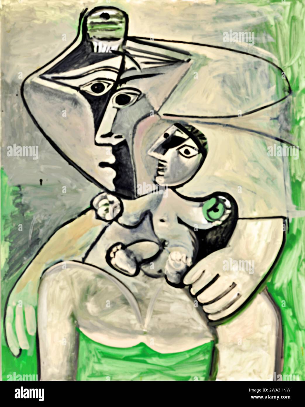 Maternite, 1971 (peinture) de l'artiste Picasso, Pablo (1881-1973) Espagnol. Illustration de Vecteur