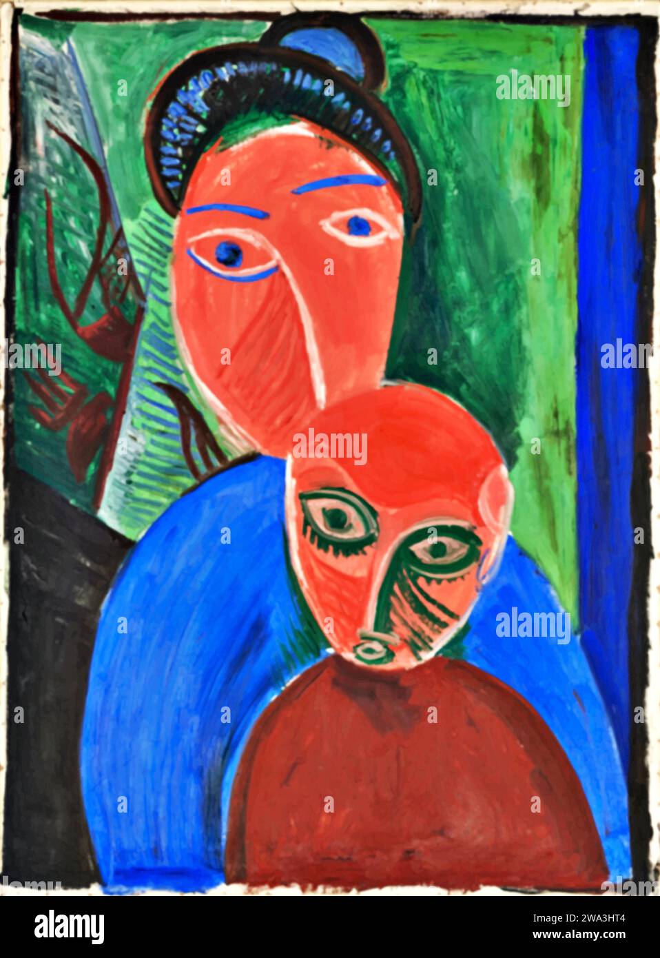 Mère et enfant, 1907 (peinture) de l'artiste Picasso, Pablo (1881-1973) Espagnol. Illustration de Vecteur