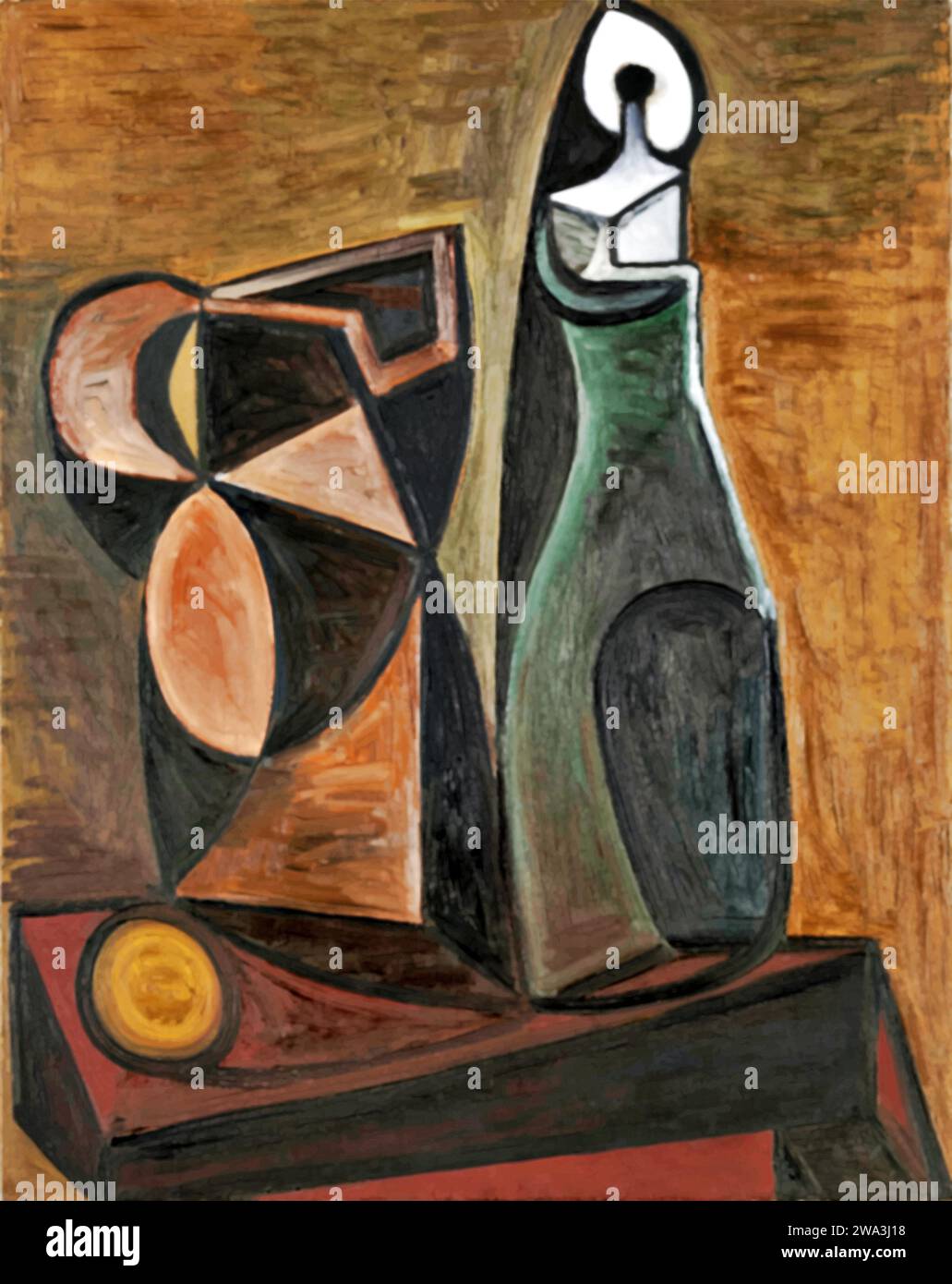 Nature morte avec bougie, 1945 (peinture) de l'artiste Picasso, Pablo (1881-1973) Espagnol. Illustration de Vecteur