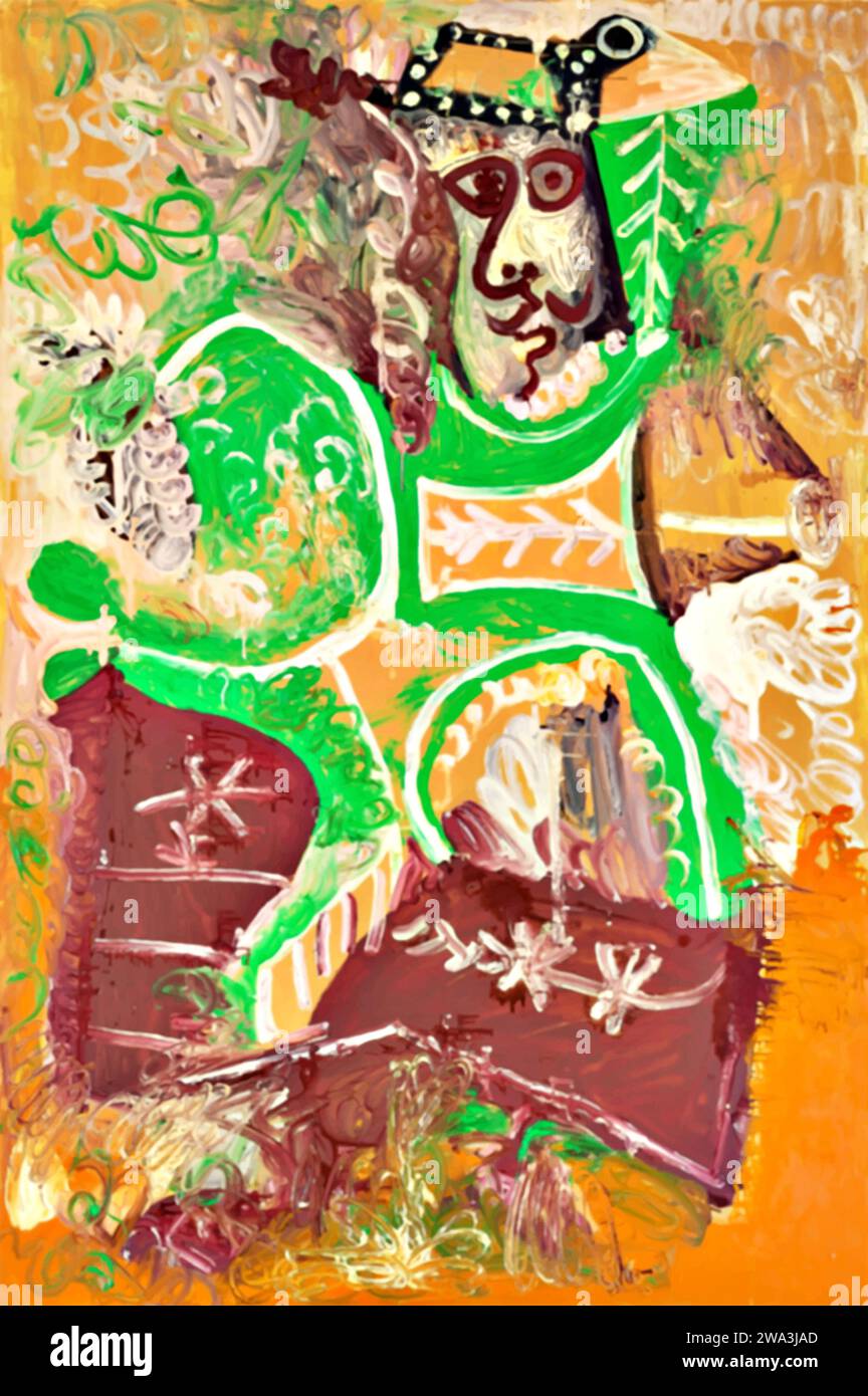 Le vieil homme, 1970 (peinture) de l'artiste Picasso, Pablo (1881-1973) Espagnol. Illustration de Vecteur