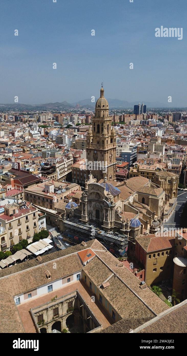 Drone photo Cathédrale de murcie, catedral de Murcia Espagne Europe Banque D'Images