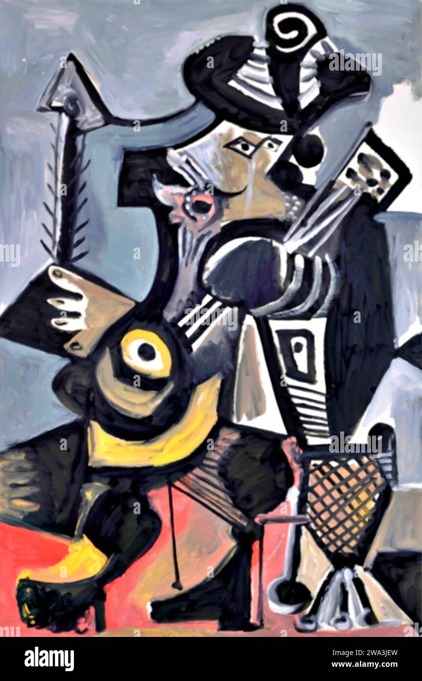 Musicien, 1972 (peinture) de l'artiste Picasso, Pablo (1881-1973) Espagnol. Illustration de Vecteur