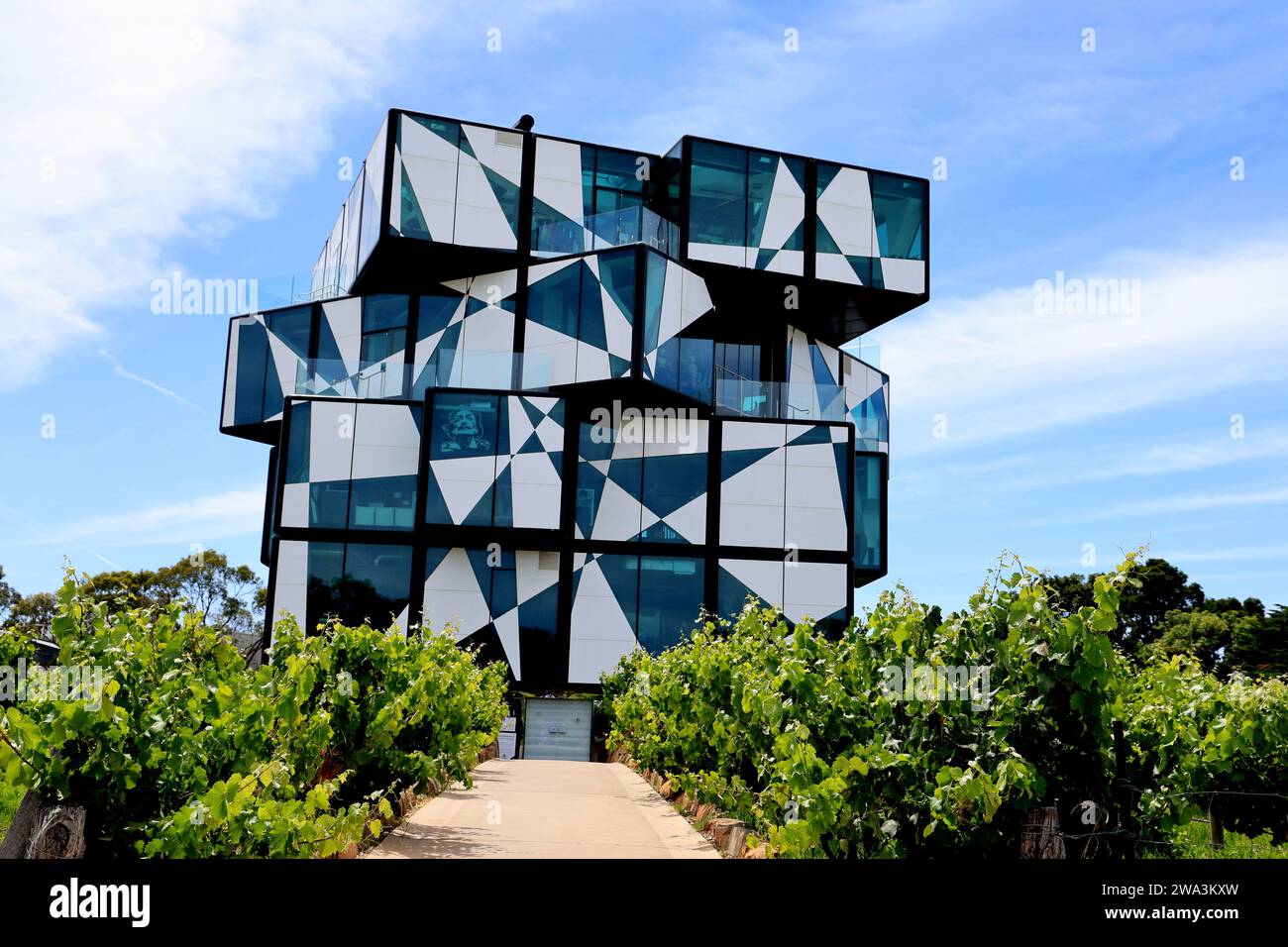 Le bâtiment Cube de la cave vinicole d'Arenberg dans le district de McLaren Vale en Australie méridionale Banque D'Images