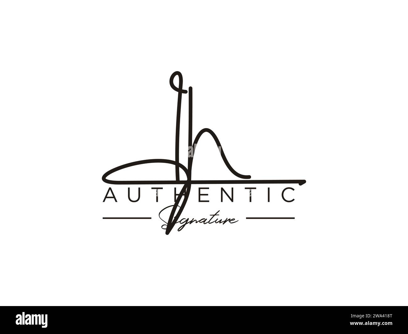 Modèle de logo de signature IH Vector. Illustration de Vecteur