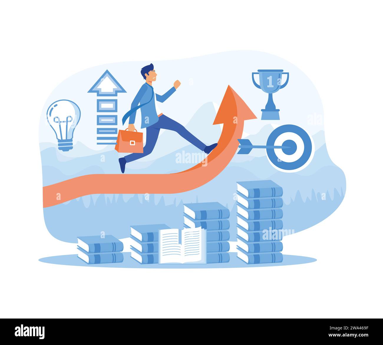 Concept de développement personnel. Idée de croissance personnelle et de progrès. Apprentissage et éducation. illustration moderne vectorielle plate Illustration de Vecteur Concept de développement personnel. Idée de croissance personnelle et de progrès. Apprentissage et éducation. illustration moderne vectorielle plate Illustration de Vecteur