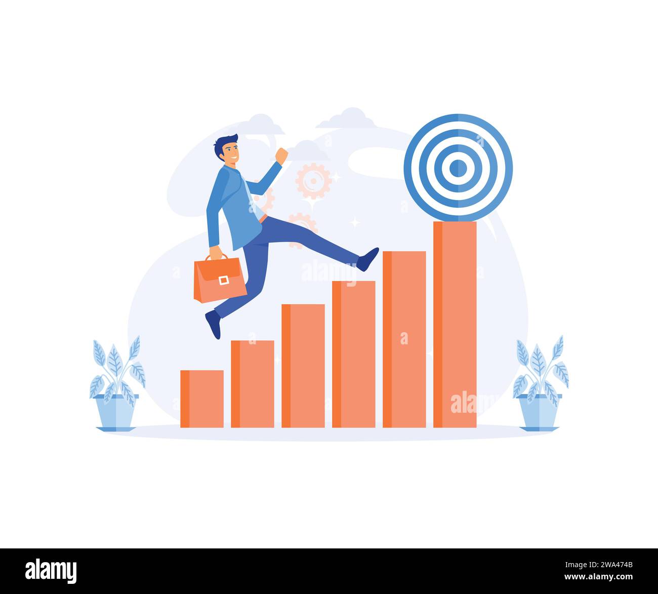 Croissance du concept d'entreprise vers le succès, idées créatives, atteindre la cible. illustration moderne vectorielle plate Illustration de Vecteur
