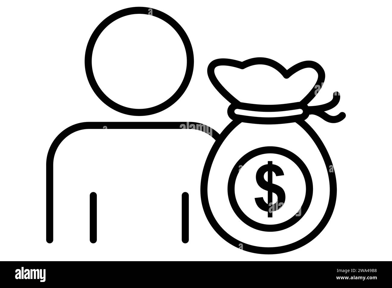 icône revenu. les gens avec de l'argent. icône liée aux affaires et à la finance. style d'icône de ligne. illustration de l'élément métier Illustration de Vecteur