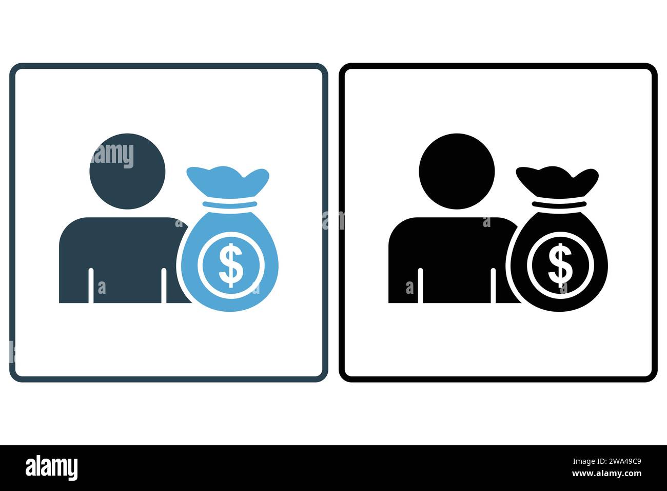 icône revenu. les gens avec de l'argent. icône liée aux affaires et à la finance. style d'icône solide. illustration de l'élément métier Illustration de Vecteur