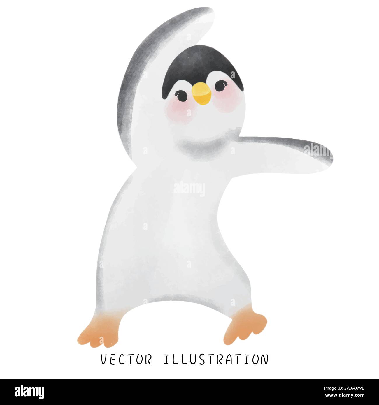 Spinning Penguins in Winter Wonderland : charmants aquarelles dessinées à la main Illustration de Vecteur