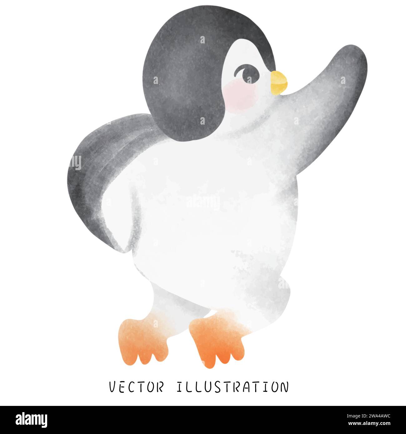 Spinning Penguins in Winter Wonderland : charmants aquarelles dessinées à la main Illustration de Vecteur