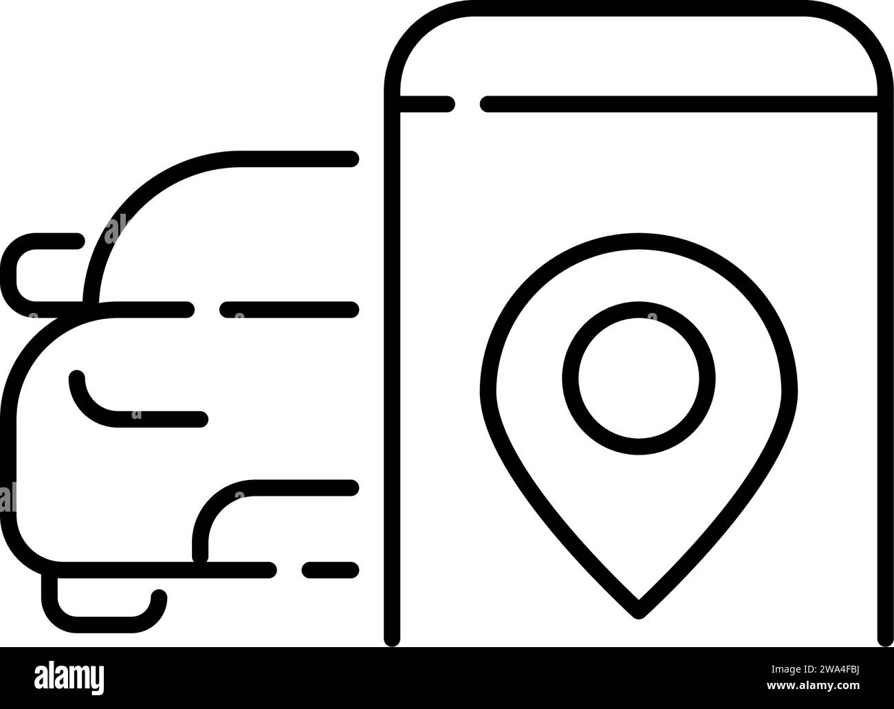 Application de localisation de voiture et de carte. Icône Pixel Perfect Illustration de Vecteur